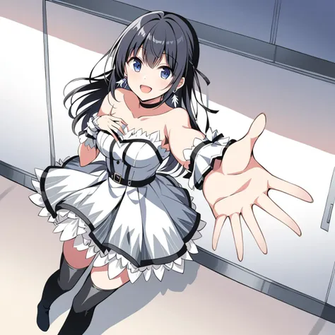 anime girl in a maid dress with her hands out