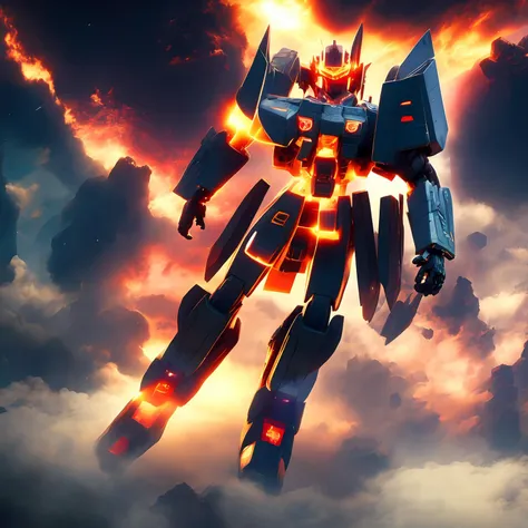 anime of gundam freefalling down through clouds a human-alien hybrid fights for freedom [scifi|fantasy], (cubismcubed style:1) (...