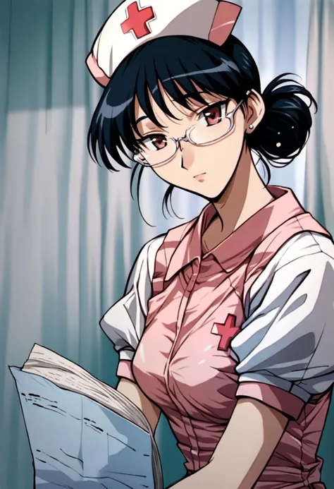 1girl, <lora:tsukamoto_yakumo_ponyxl_DoRA_v4:1>, tyakumo, glasses, solo, nurse,
score_9, score_8_up, score_7_up, score_6_up, anime coloring