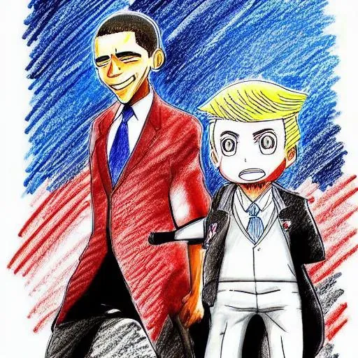 barack obama vs donald trump animepencilconcept style