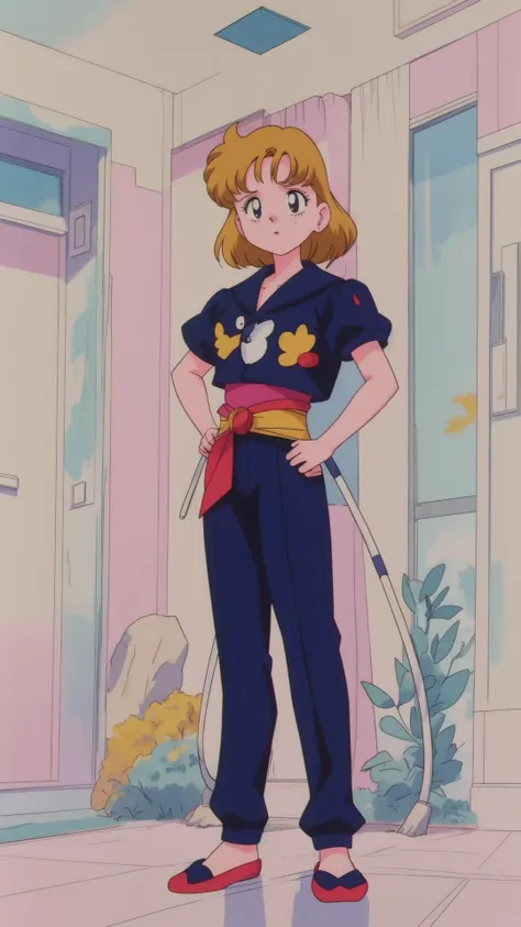 sailor girl in uniform with a sword and a red belt