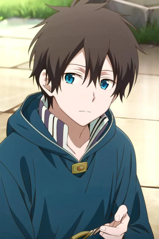 masterpiece, best quality, game cg, 1boy, solo, male focus, looking at viewer, upper body, depth of field, , , <lora:ryuu_akagami_no_shirayuki-hime:0.76>, ryuu_akagami_no_shirayuki-hime, brown hair, blue eyes