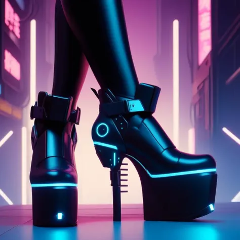 <lora:C7b3rp0nkStyleXL:1.3> C7b3rp0nkStyle Heels, cyberpunk, sci-fi, futuristic, tech