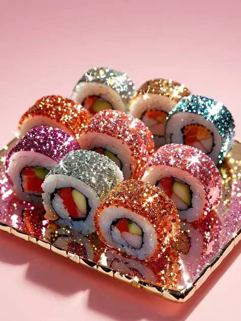 there are many different types of sushi on a plate