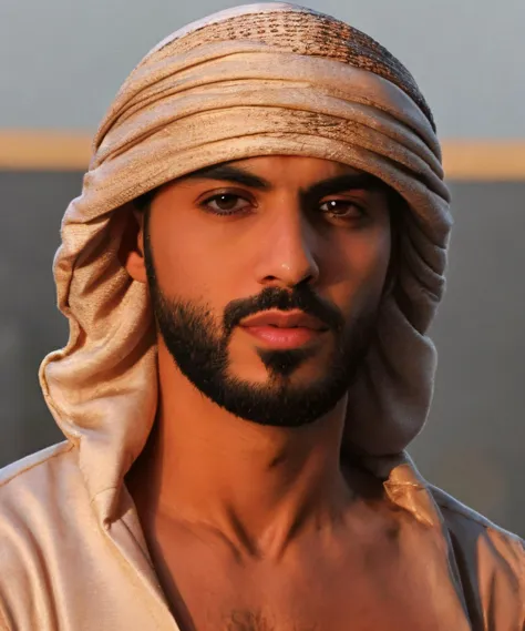 a close up of a man with a turban on his head