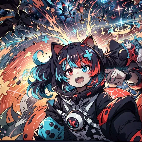 masterpiece, high quality, dark, dynamic lighting,
BREAK earth from space
BREAK <lora:Switchchan:0.7> , switch-chan, (space suit, space helmet:1.3), flying in space, menacing smile,