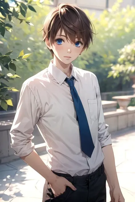 masterpiece, best quality, sketch, 1boy, solo, male focus, looking at viewer, upper body, , (watercolor illustration, soft pastel colors:1.1), realistic, <lora:yuzu_hybrid_child:0.66>, yuzu_hybrid_child, brown hair, blue eyes, chinos, caps, , 4k resolution