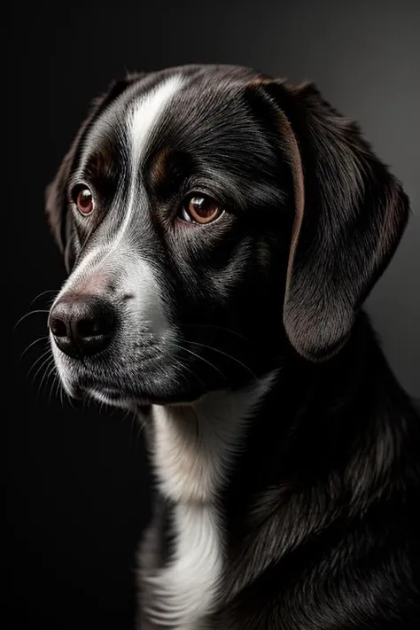 a close up of a dog with a black background