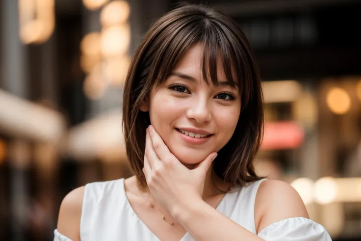 photo of a 30 year old girl,clapping hands,happy,laughing,facing viewer,ray tracing,detail shadow,shot on fujifilm x-t4,85mm f1....