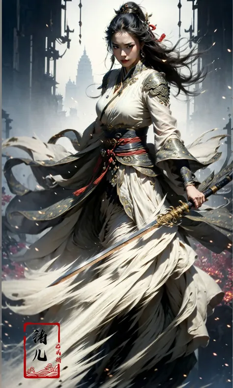 (dramatic, gritty, intense:1.4),masterpiece, best quality, 8k, insane details, intricate details, hyperdetailed, hyper quality, high detail, ultra detailed, Masterpiece,
1girl,solo, hanfu,dress,red ribbon,jewelry,wind,long sleeves,long hair, hair ornament,...