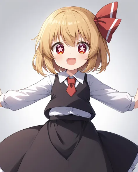 anime girl with red eyes and a black dress and a red bow