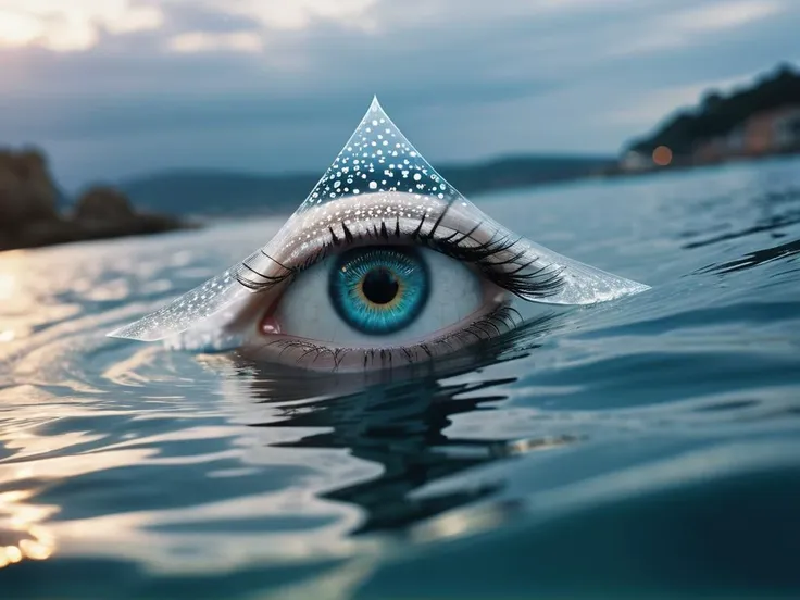 a close up of a person's eye in the water