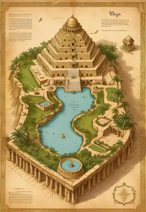 a drawing of a large building with a pool in the middle