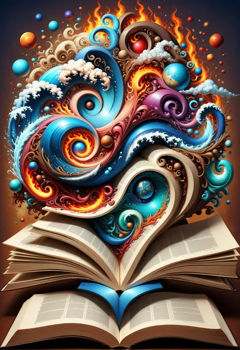 a book with a colorful swirl and a spiral design on it