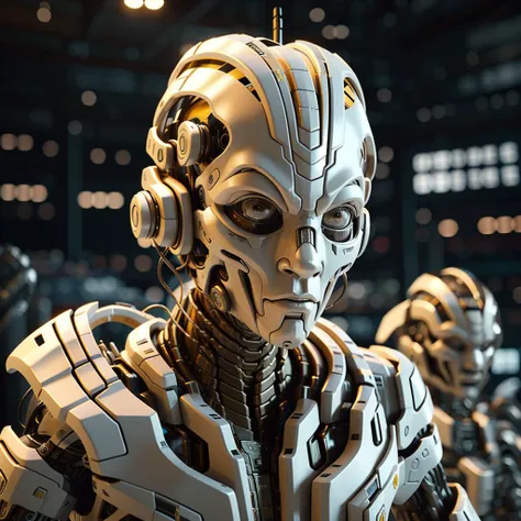 White armor robot,(highly details:1.5),unreal engine,3d render,film photograhpy, complex 3d render ultra detailed of a beautiful porcelain profile woman android face, (cyborg:1.3), robotic parts, 150 mm, beautiful studio soft light, rim light, vibrant deta...