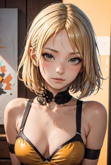 (masterpiece, best quality), 1girl, Butterscotch Blonde Short and Tousled Hair with Taper Fade, medium breasts,  <lora:Warashiz:0.8> 2d_artwork