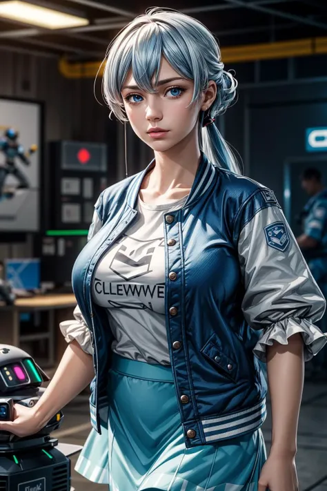 (ultra realistic,32k, masterpiece:1.2),(high detailed skin:1.1),( high quality:1.1),
<lora:yukishiro_mahiro_v1:0.8>aamahiro, long hair, blue hair, blue eyes, collarbone, white shirt, letterman jacket, blue jacket, open jacket, puffy sleeves, short sleeves,...