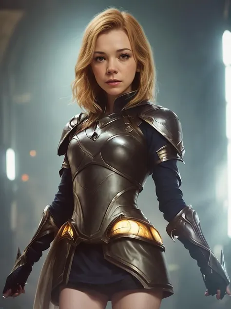 solo portrait photo of [Carly Rae Jepsen|Carey Mulligan] as [Danneel Harris|Emmy Rossum] as a real life version of (Lux from League of Legends luxanna crownguard <lora:luxannaCrownguardFrom_luxV1:0.4>:1.2)
dark fantasy background, charming smirking
by Sach...