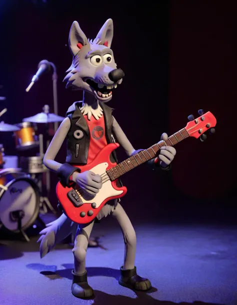 araffe playing a guitar while standing on stage with a microphone