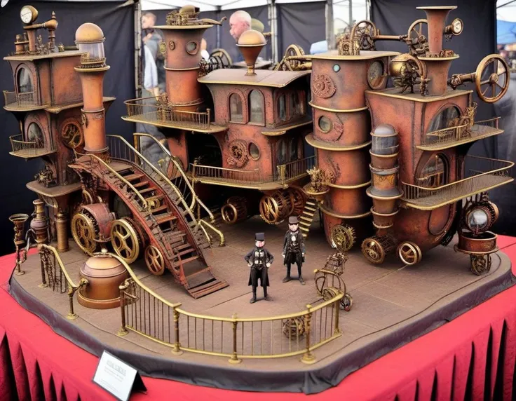 there is a model of a steam powered building on display