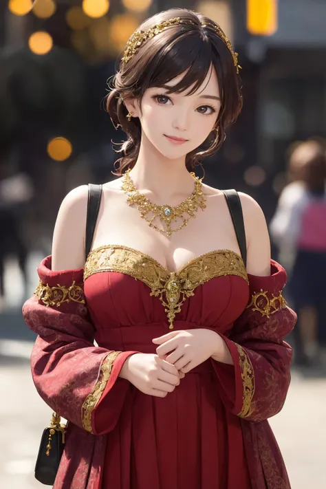 1girl, korean actress, potrait,
(street fashion), smile, (slender), wide hip,
(looking at viewer),
Ornate Diamond Necklace, Medieval Dress, clavicle,
(realistic:1.3), (best quality), (masterpiece), (intricate details), photo, bokeh, 8K UHD, High definit...