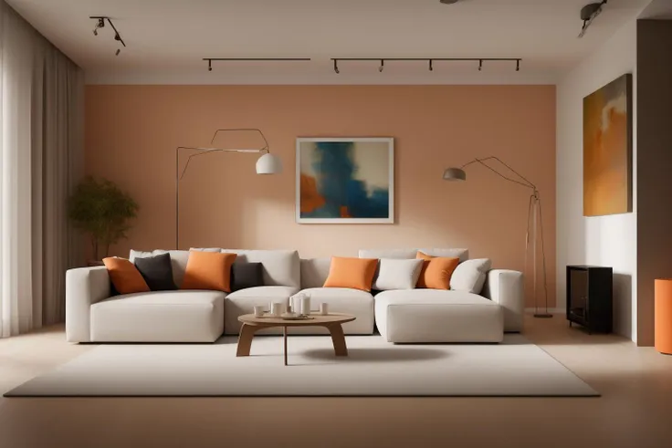 a close up of a living room with a couch and a table