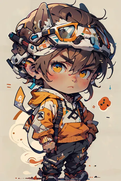 a drawing of a boy with a helmet and goggles on