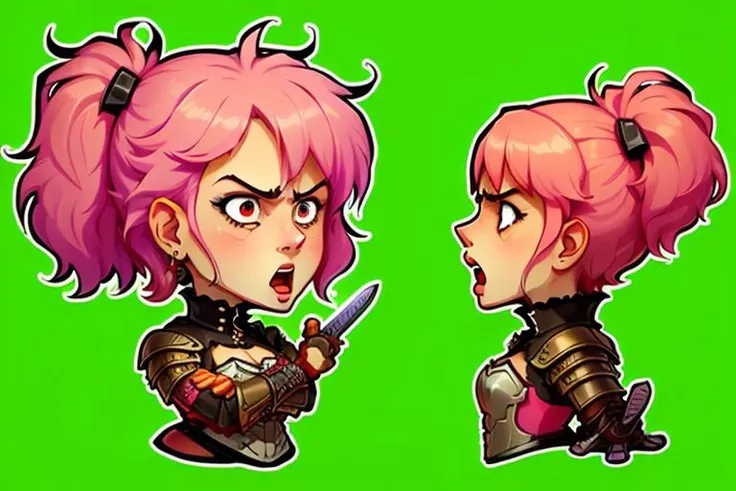 a couple of cartoon characters with pink hair and pink hair