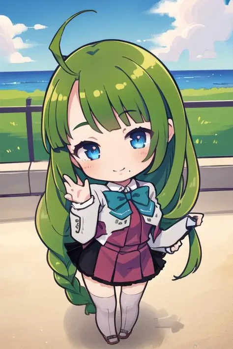 a cartoon girl with long green hair and a green dress