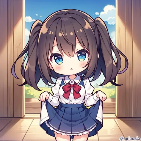 anime girl with long hair and blue eyes in a school uniform