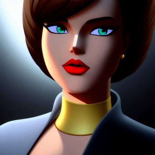 sexy cute brunette, mix of batman_the_animated_series and clone wars style and clonewars style, 3d, 3d art, 4k, 8 k artistic pho...