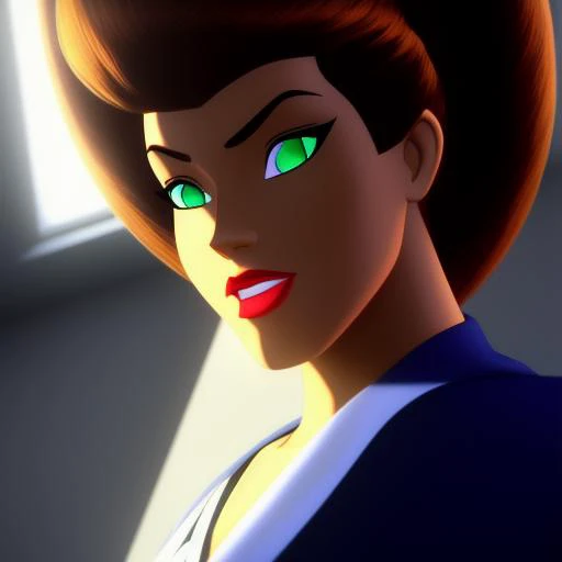 sexy cute brunette, mix of batman_the_animated_series and clone wars style and clonewars style, 3d, 3d art, 4k, 8 k artistic pho...