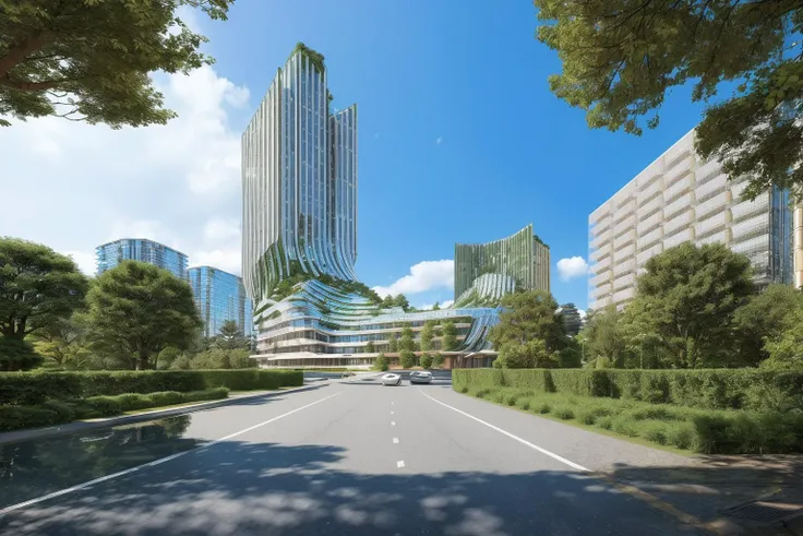 (masterpiece),(high quality), best quality, real,(realistic), super detailed, (full detail),(4k),8k,building,tree,outdoors, road, scenery, street, reflection, sky, day, <lora:XSArchi_126:0.7>