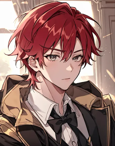 anime - style image of a man with red hair and a tie