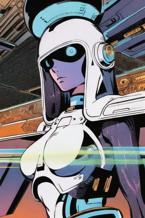 a woman in a futuristic suit with a sci - futuristic helmet