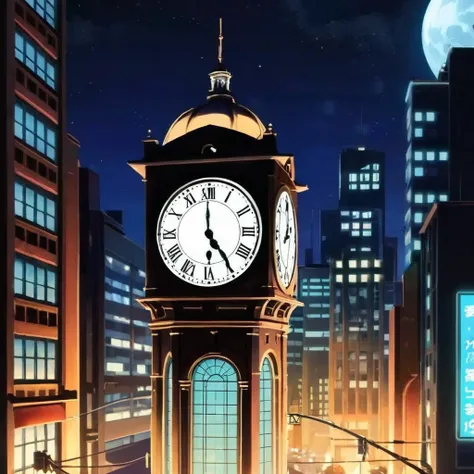 anime artwork of  <lora:anime manga girl style:1.2>
a clock tower in a city at night anime manga girl style, anime style, key visual, vibrant, studio anime,  highly detailed