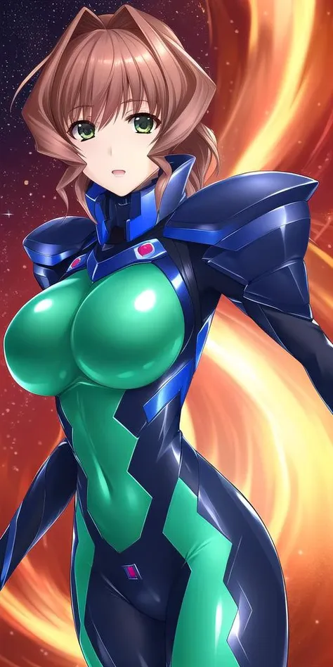 <lora:marimov5:0.7> jinguuji_marimo, huge_breasts, standing, solo, black_multicolored_bodysuit_green_leotard, starry_sky,, maste...