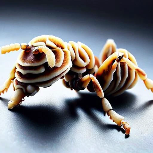 a close up of a bug with spaghetti on its legs