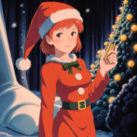 <lora:Nausicaa005:0.5>,<lora:add_detail:1>,<lora:boldline:-0.8>,<lora:noline:0.3>,looking at viewer,smile,
Nausicaa,1girl,
(santa costume:1.3),with fur,snow,christmas,christmas_tree,night,fungal_forest,