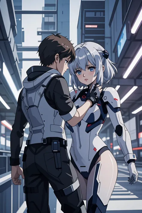 1girl and 1boy,sci-fi,cyber city