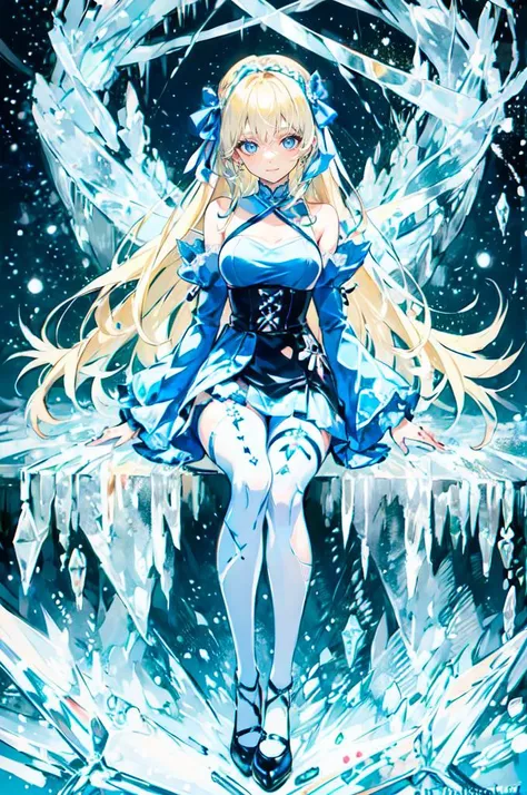 <lora:ice cake_20231126200433:0.7> Ice wraps around the girl (lingering:1.2), (ice cracks:1.2), ice cake,, ultra detailed, masterpiece, best quality,, solo, soft smile, light smile,
1girl, blue eyes, very long hair, blonde hair, long blonde hair, french br...