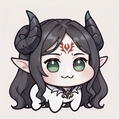 a cartoon drawing of a girl with horns and a bow