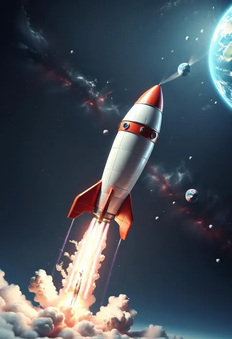 3D style rocket flying