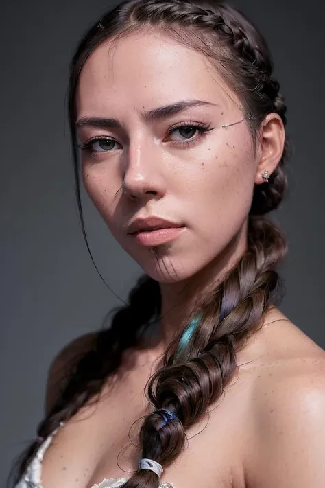 photo of sks woman with braided pigtails, a woman as a movie star, modelshoot style, (extremely detailed CG unity 8k wallpaper), photo of the most beautiful artwork in the world, professional majestic oil painting by Ed Blinkey, Atey Ghailan, Studio Ghibli...