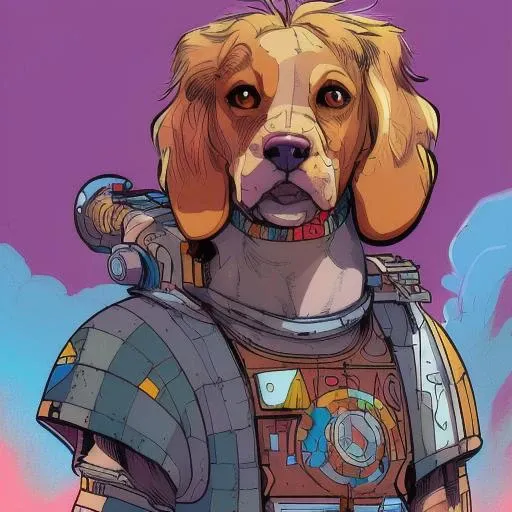 a close up of a dog wearing a space suit with a helmet on