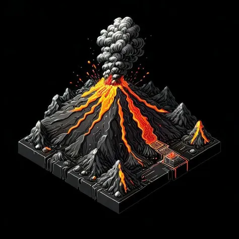 a volcano with lava and lava on top of it