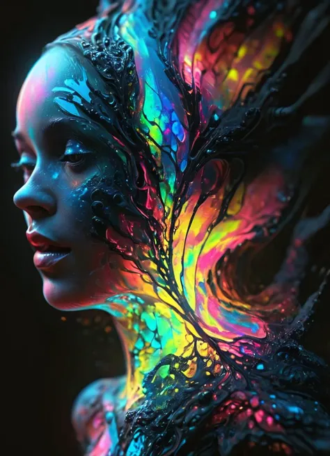 a woman with a colorful face and body art