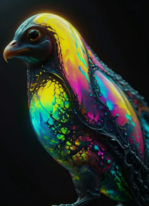 a close up of a colorful bird on a black background