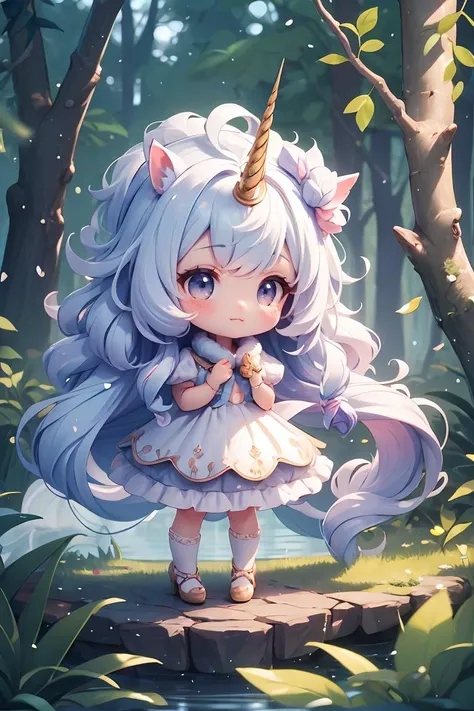 unicorn, <lora:Unicorns:0.65>, best quality, high quality, highres, forest,chibi, animal