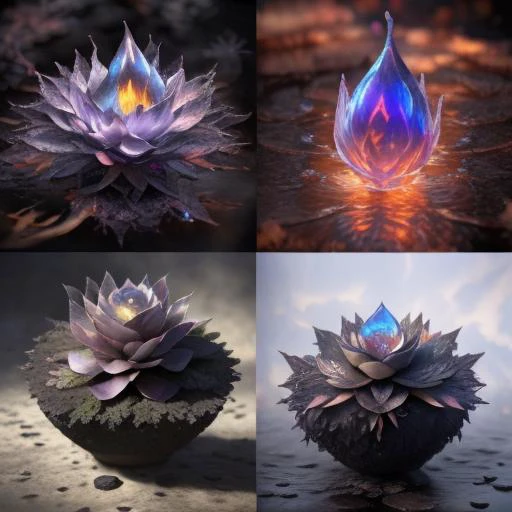 a series of photos of a flower with a blue flame in the middle